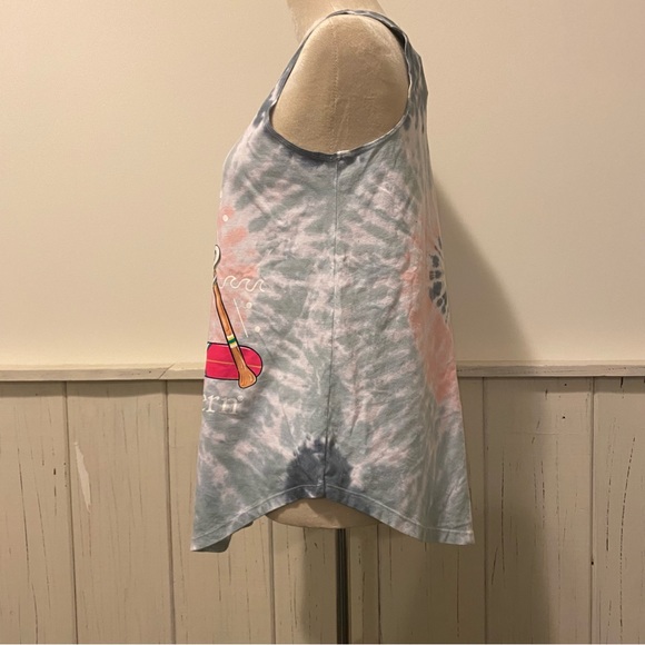 NWT Simply Southern Medium Pink Gray Tie Dye Lake Life Tank Top - Picture 3 of 8